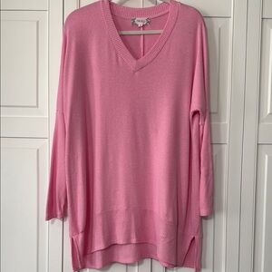 Pink Rose Women's V-Neck Sweater - Rose Pink